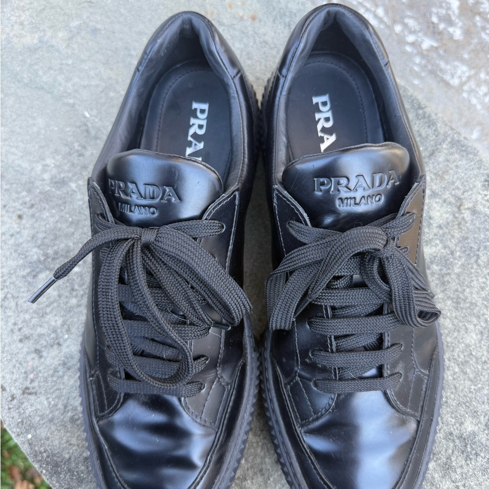 Prada Men's Glossy Black Sneakers
